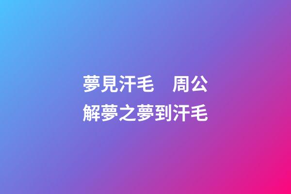 夢見汗毛　周公解夢之夢到汗毛